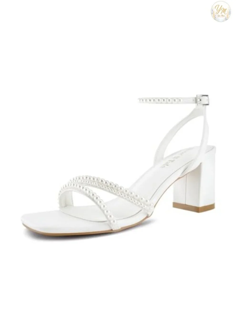 Strappy Heels for Women Square Toe Chunky Block Heels Ankle Buckle Heeled